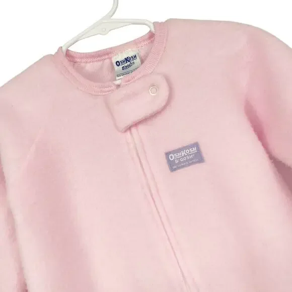 Osh Kosh B'Gosh VINTAGE Pink Footed Pajama Sleeper Zip up Fleece Baby Size 3T - Picture 2 of 8